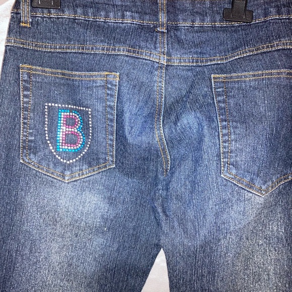 NWOT Junior Dark Blue Jeans w/Flowers & Sequins sz 9/10 by Pristine USA - Picture 10 of 11